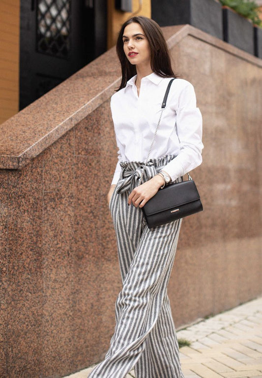 Women's leather transformer bag, black