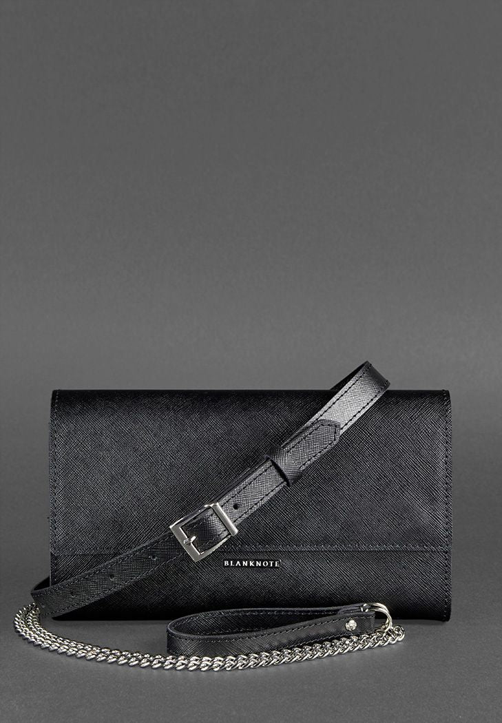 Women's leather transformer bag, black