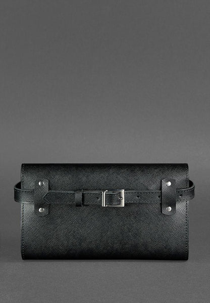 Women's leather transformer bag, black