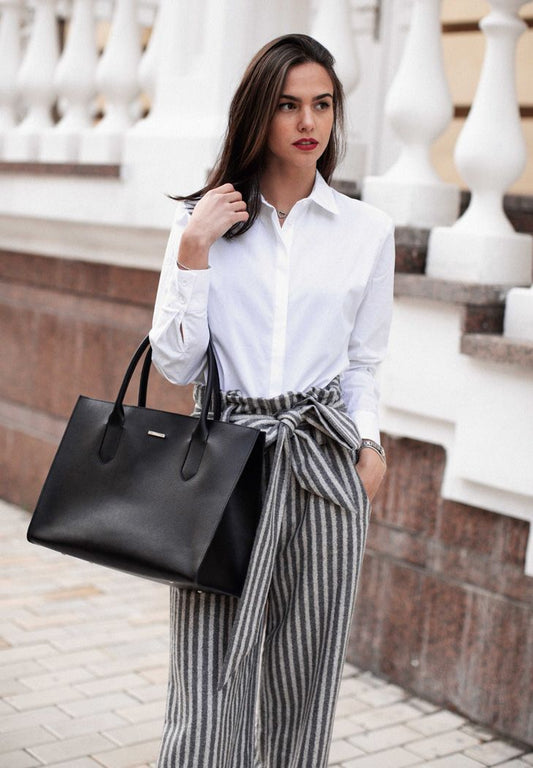 Leather women's bag Shopper black Blackwood