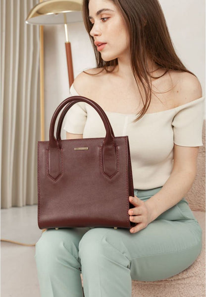 Leather women's crossbody bag burgundy