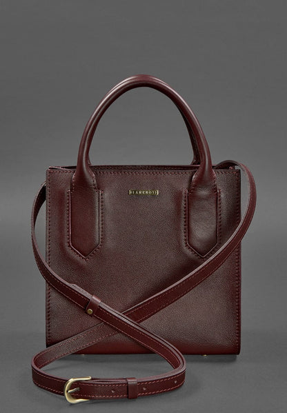 Leather women's crossbody bag burgundy