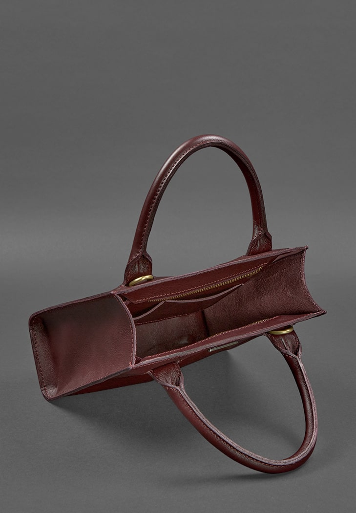 Leather women's crossbody bag burgundy