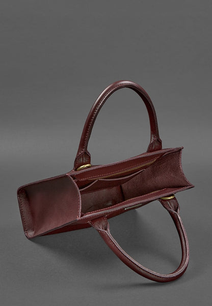 Leather women's crossbody bag burgundy